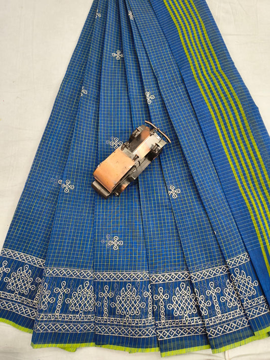 Mangalagiri Cotton Sarees with embroidery work designs