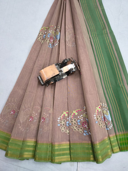 Mangalagiri Cotton Sarees with embroidery work designs