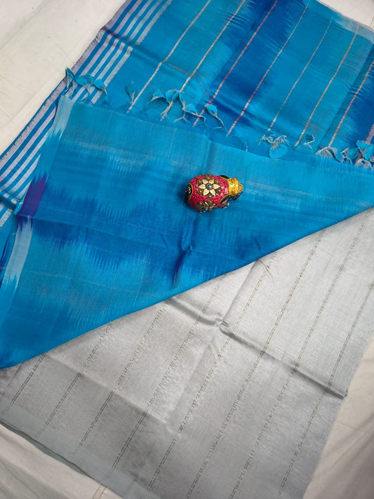 Pure Mangalagiri Handloom pattu sarees with silver jerry lines