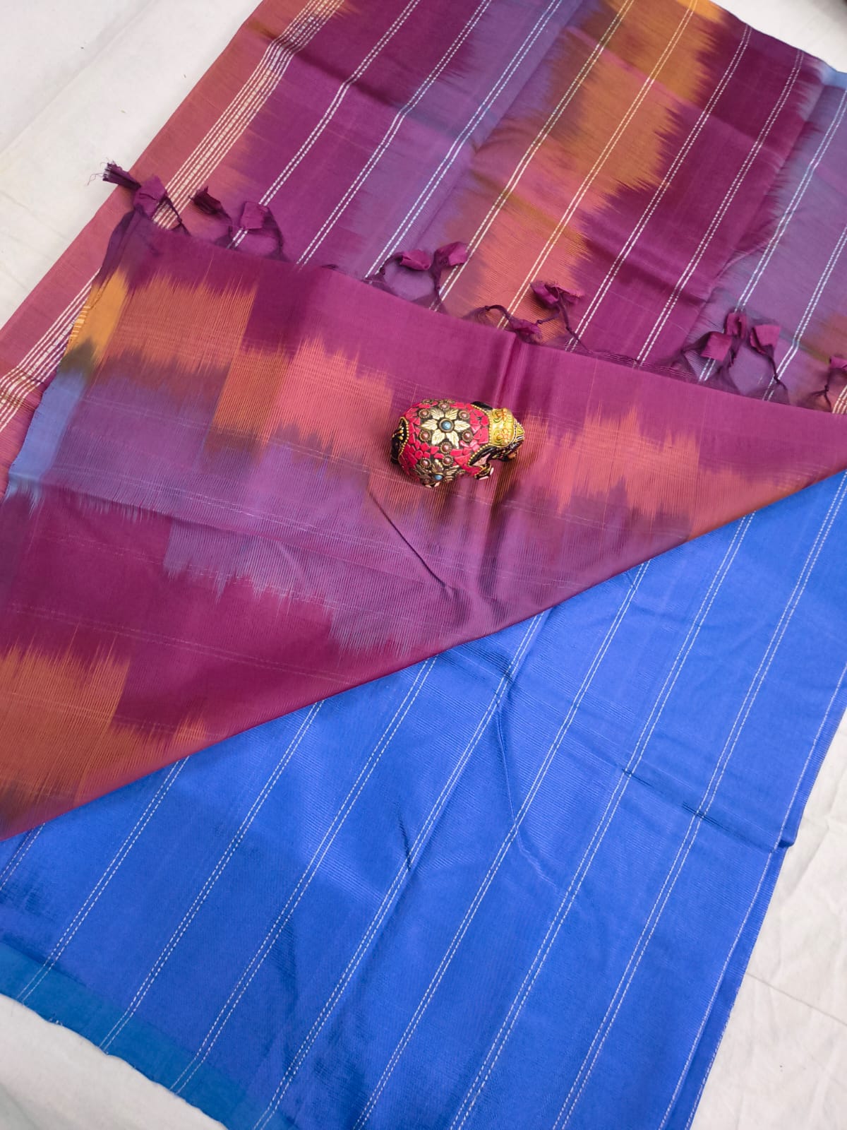 Pure Mangalagiri Handloom pattu sarees with silver jerry lines