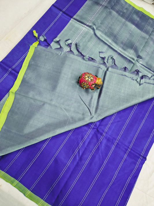 Pure Mangalagiri Handloom pattu sarees with silver jerry lines