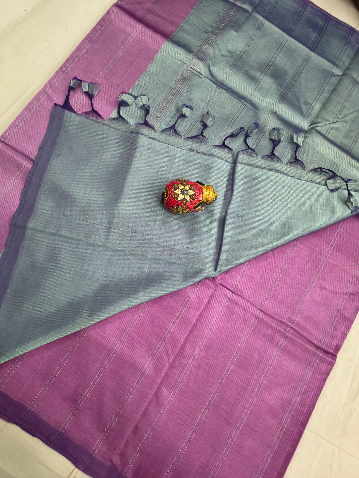 Pure Mangalagiri Handloom pattu sarees with silver jerry lines