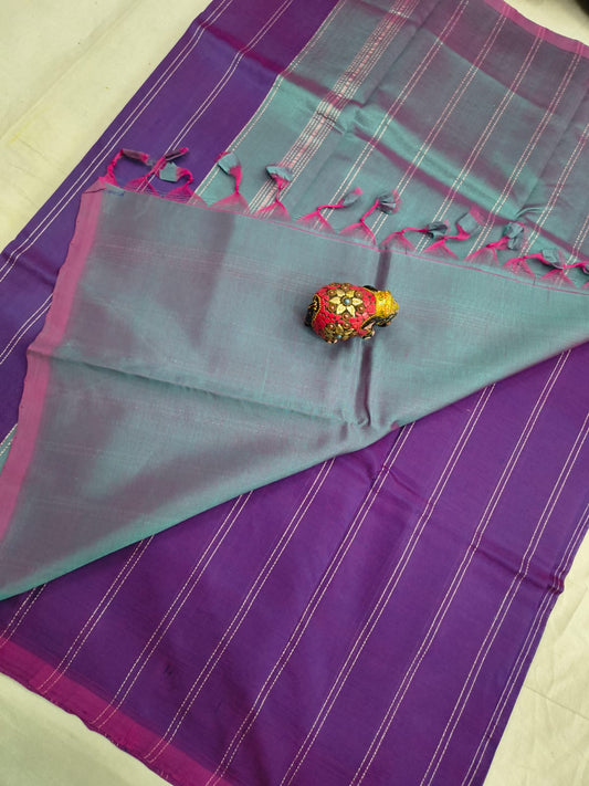 Pure Mangalagiri Handloom pattu sarees with silver jerry lines