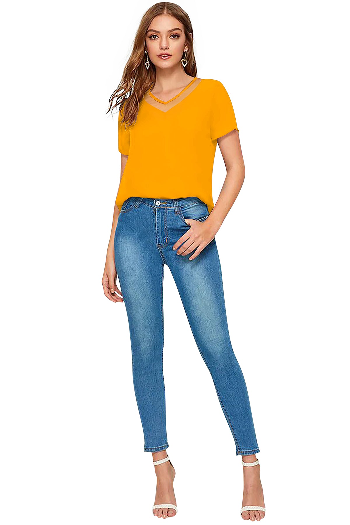 V neck modern western top collection
