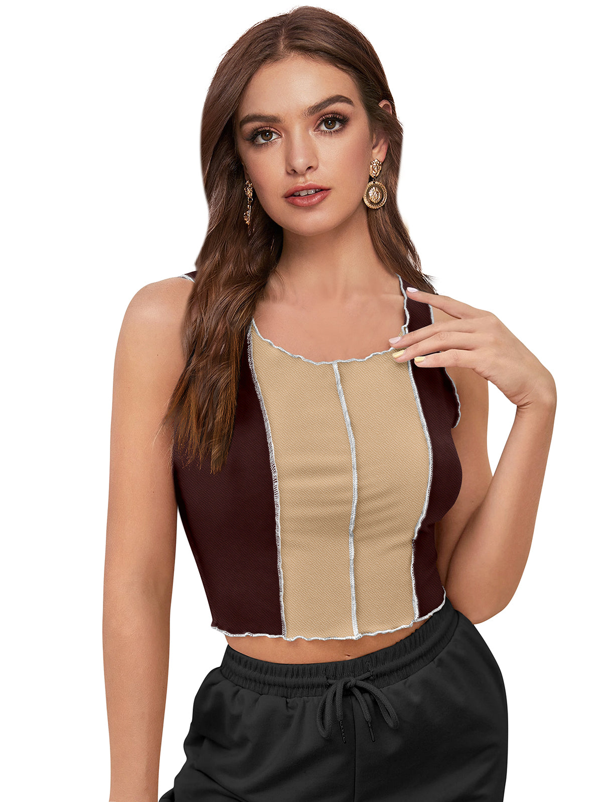 Trendy sleeveless crop for bold women