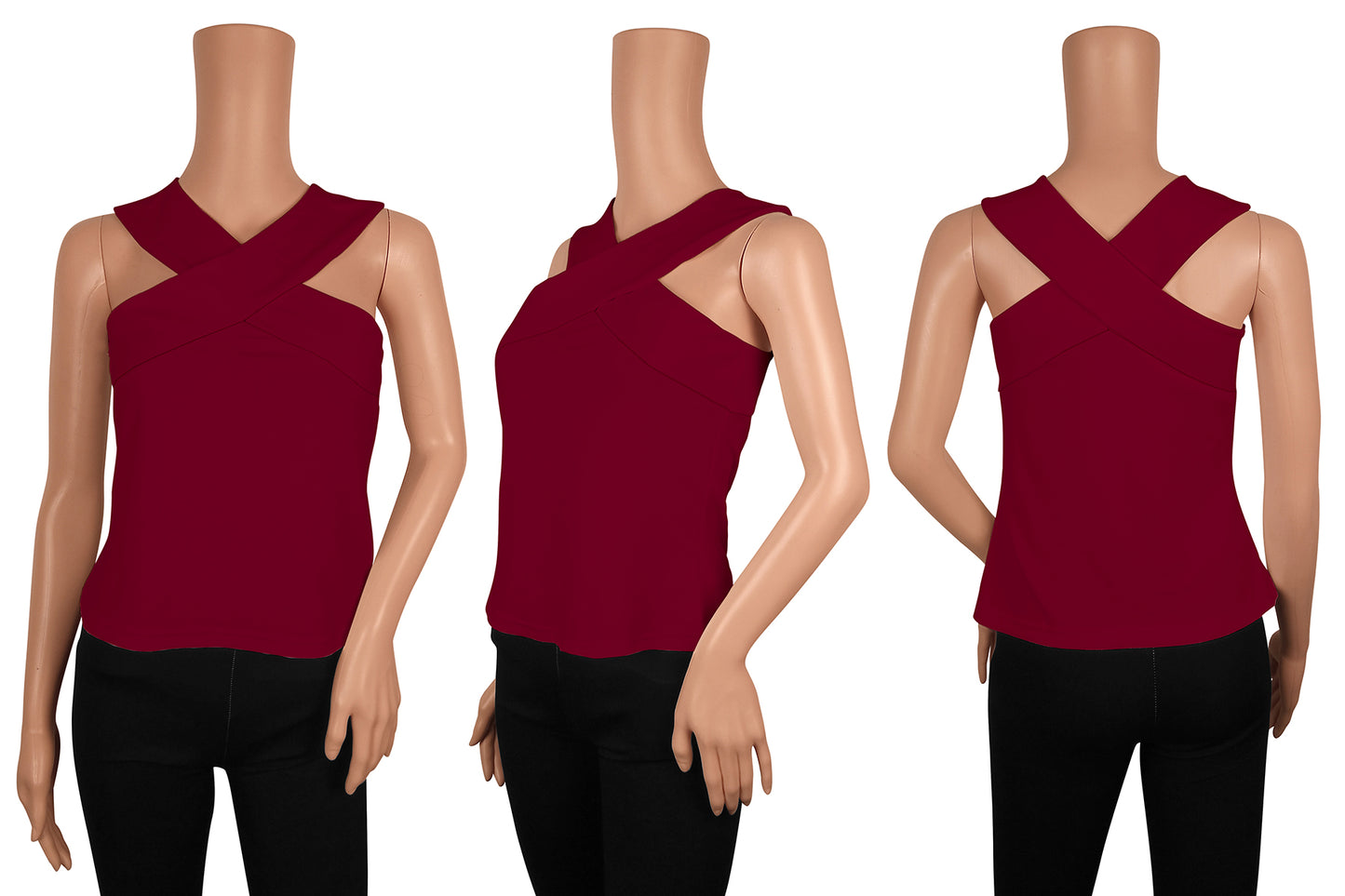 Sleeveless cross neck top
