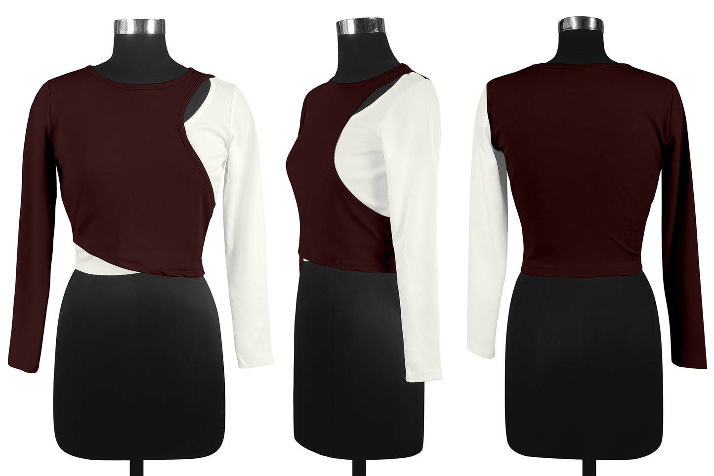 Wester Wear Polyester/ Knitting Tops  - Coffee Solid
