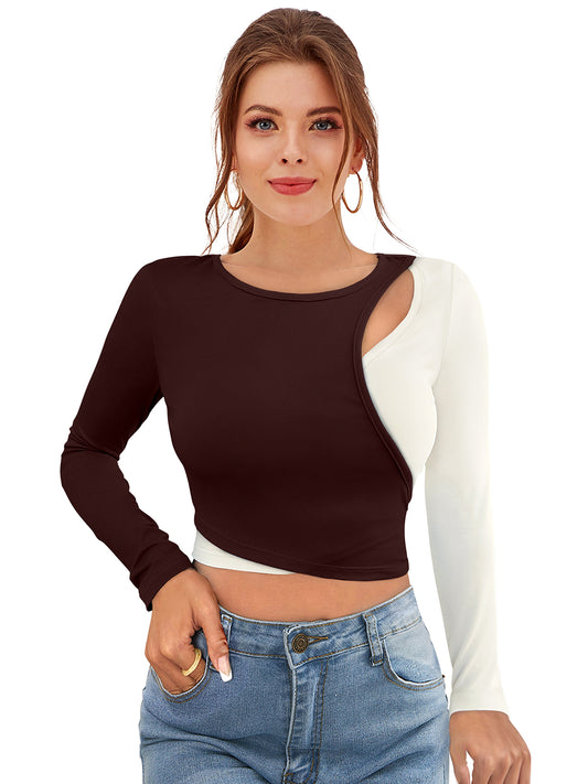 Wester Wear Polyester/ Knitting Tops  - Coffee Solid