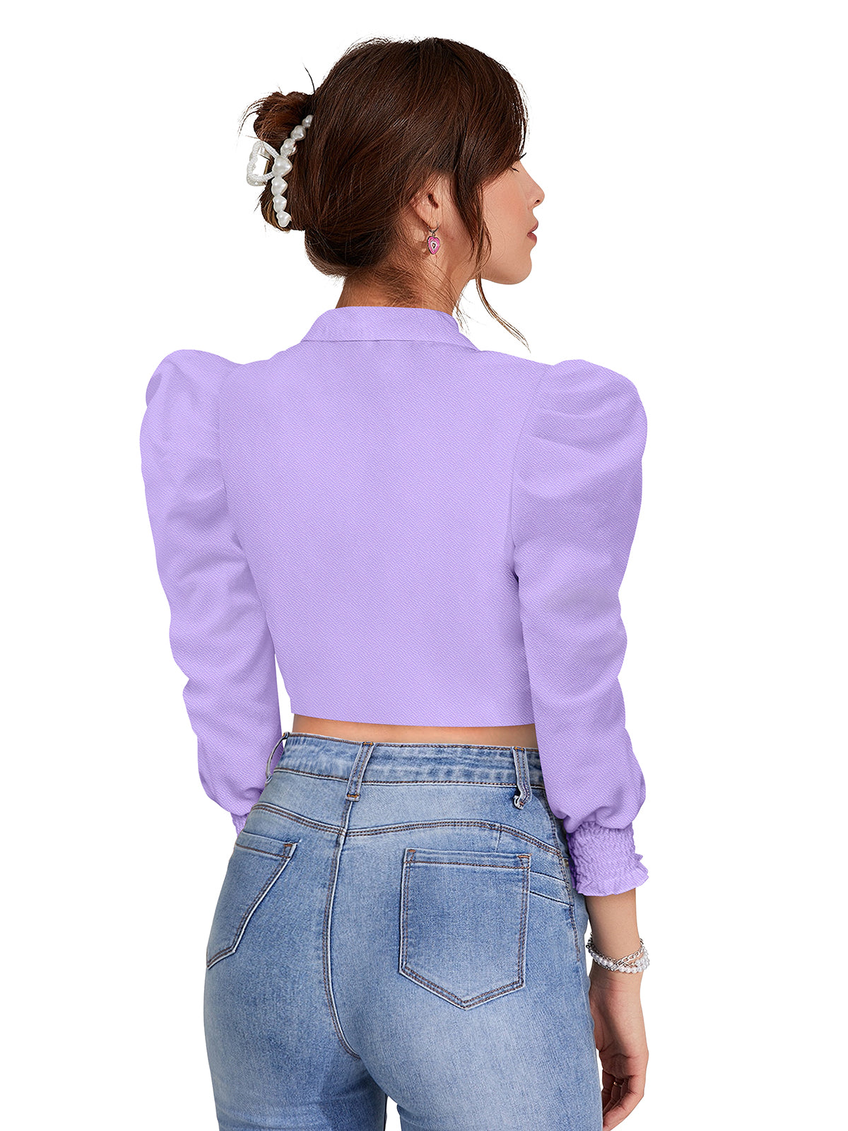 Wester Wear Polyester/ Knitting Tops  - Purple Solid