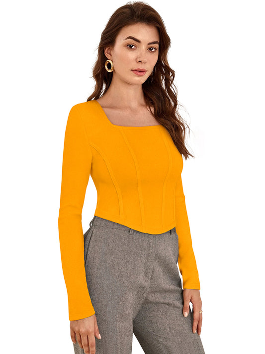 Wester Wear Polyester/ Knitting Tops  - Yellow Solid