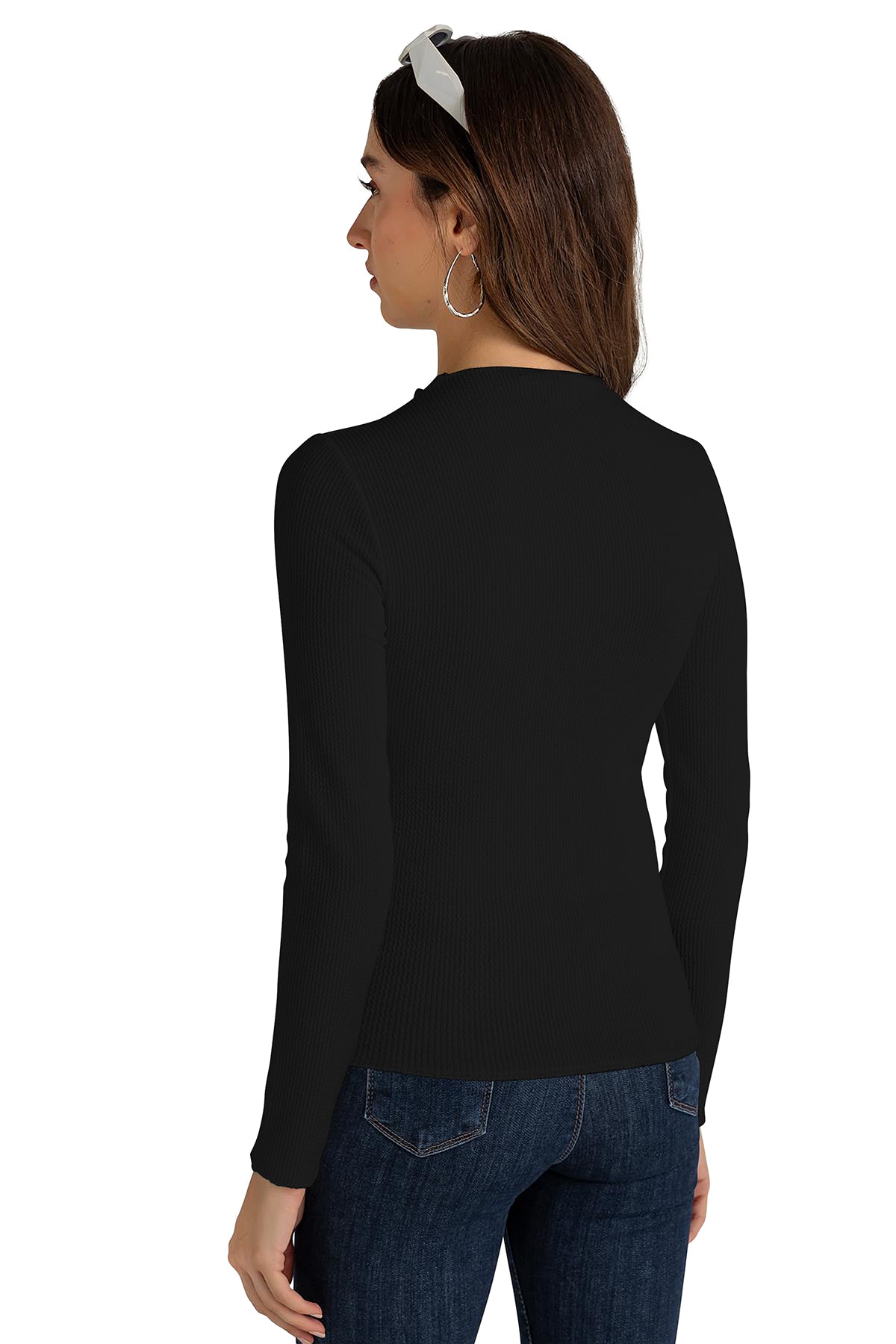 Wester Wear Rib Cotton Tshirt - Black Solid