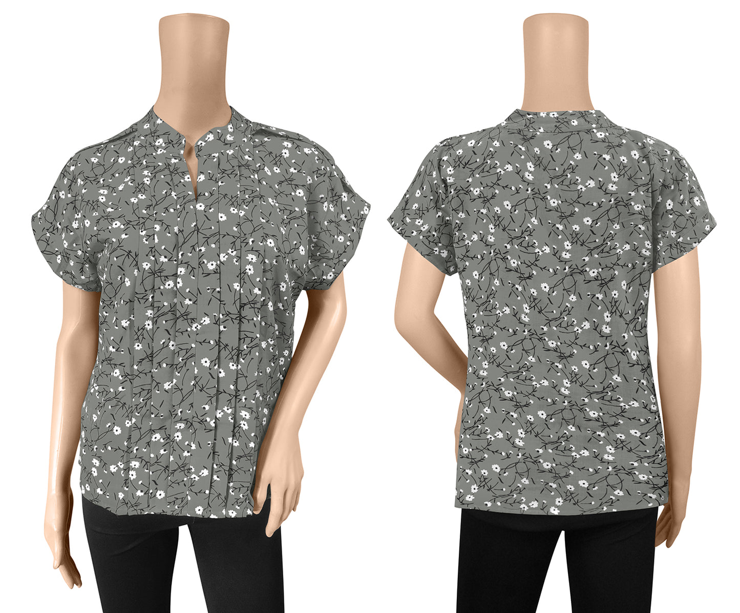 Wester Wear Ruby Blended Cotton Tops - Grey Print