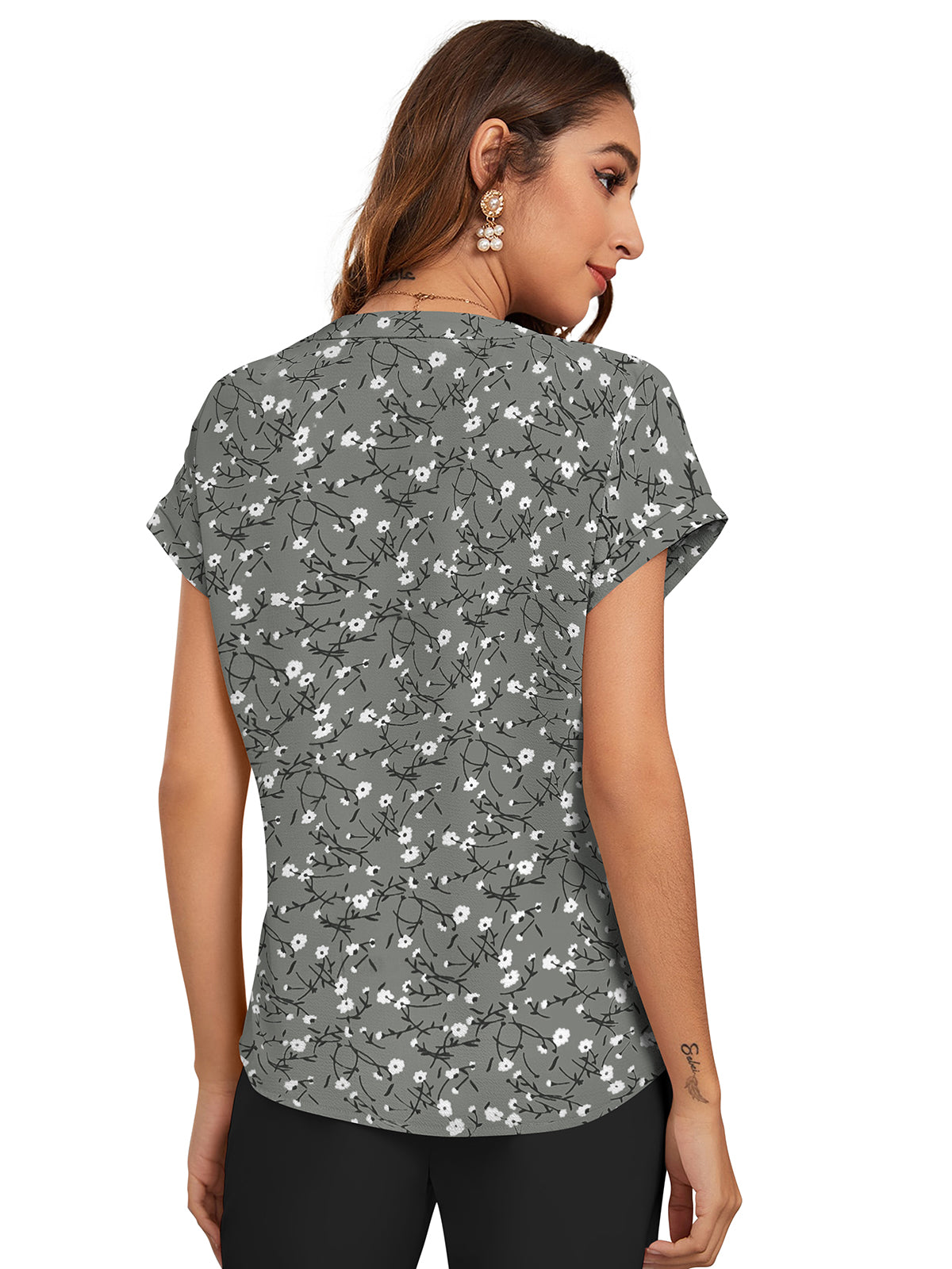 Wester Wear Ruby Blended Cotton Tops - Grey Print
