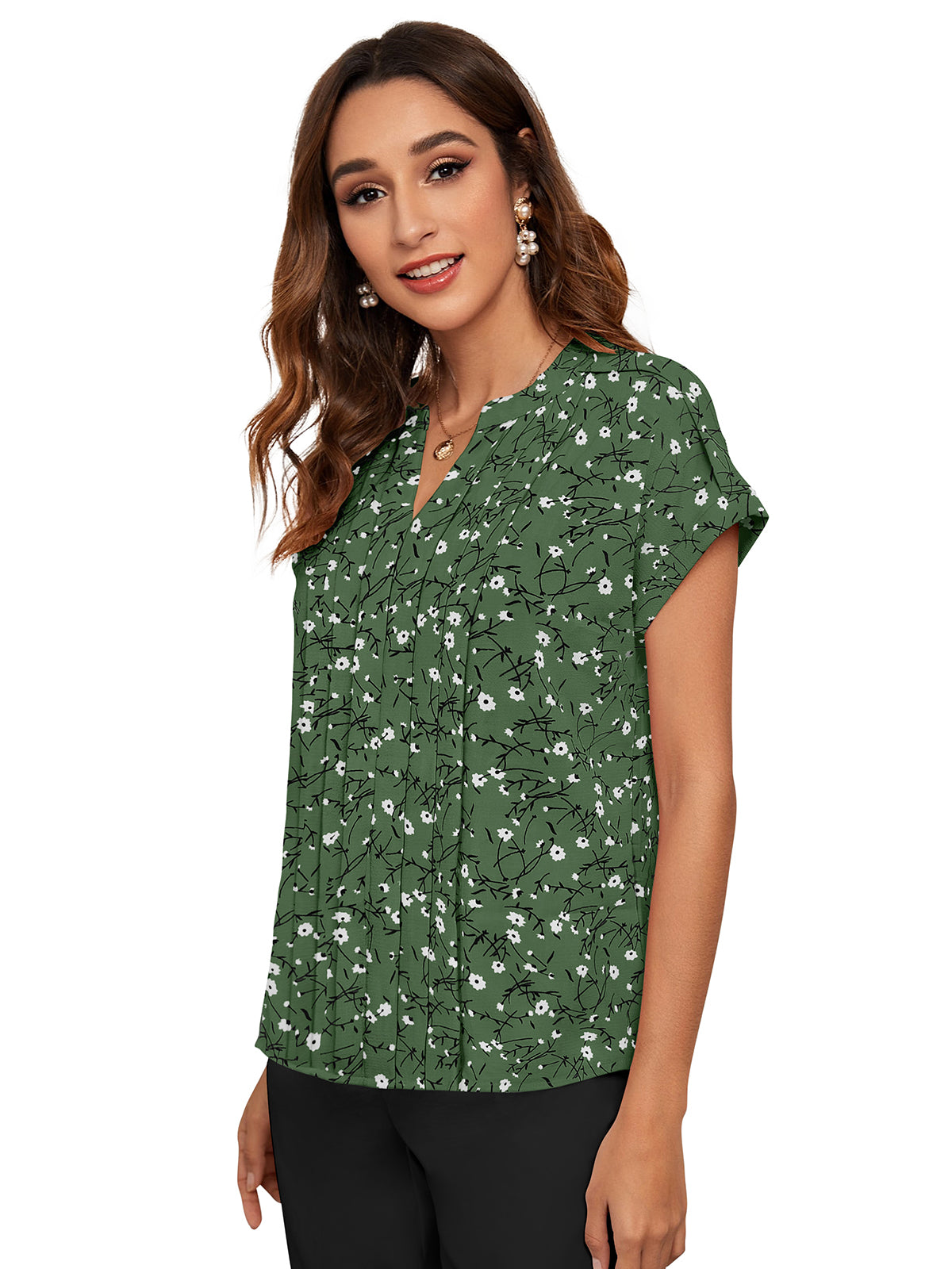Wester Wear Ruby Blended Cotton Tops - Green Print