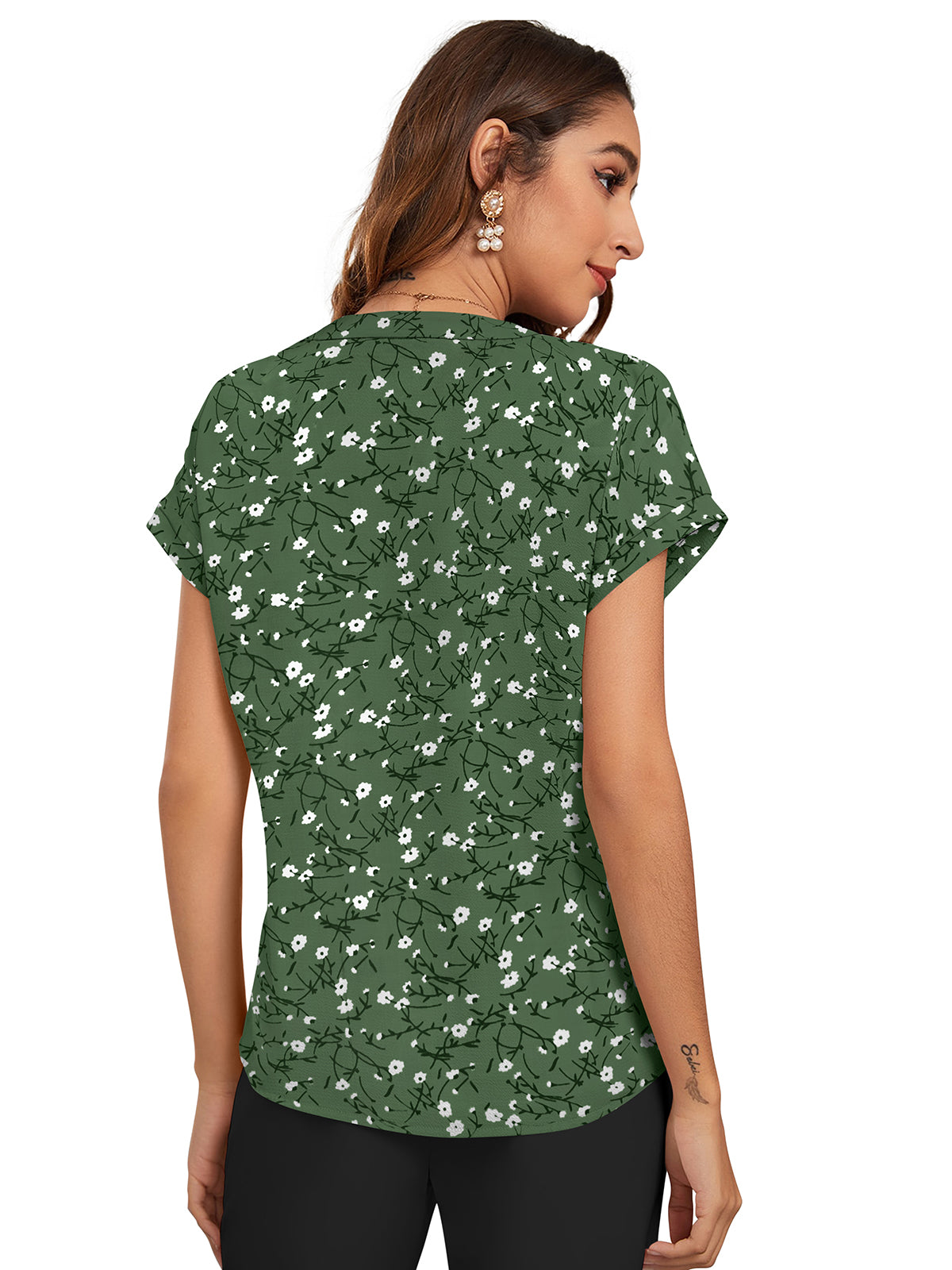 Wester Wear Ruby Blended Cotton Tops - Green Print