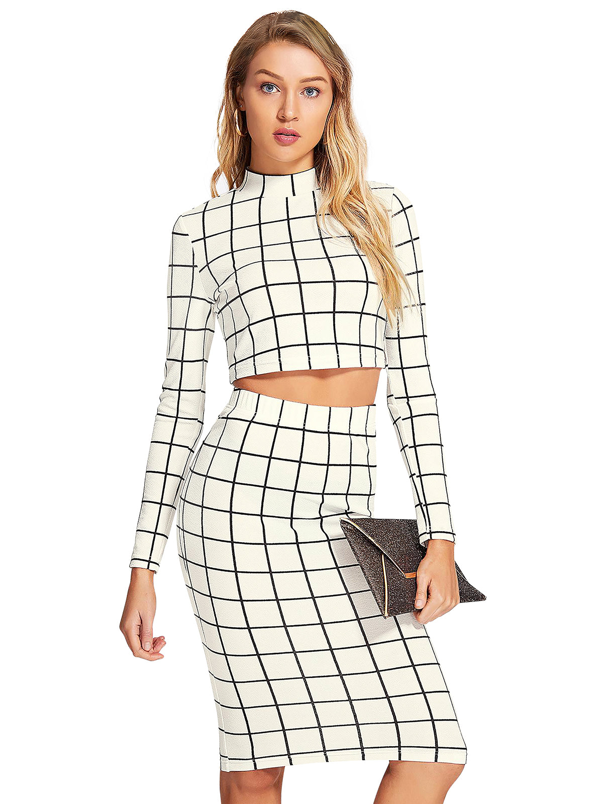 Wester Wear Polyester/ Knitting Pair - White Checkered