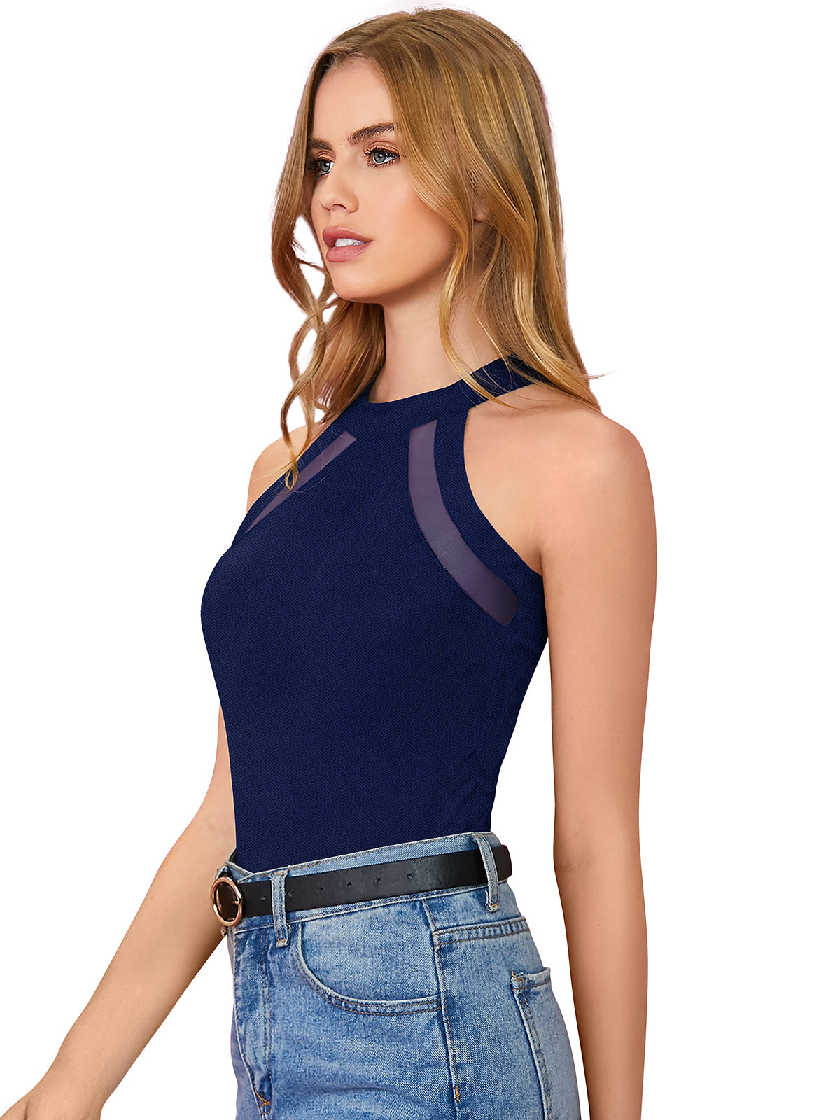 Wester Wear Polyester/ Knitting Tshirt - Blue Solid