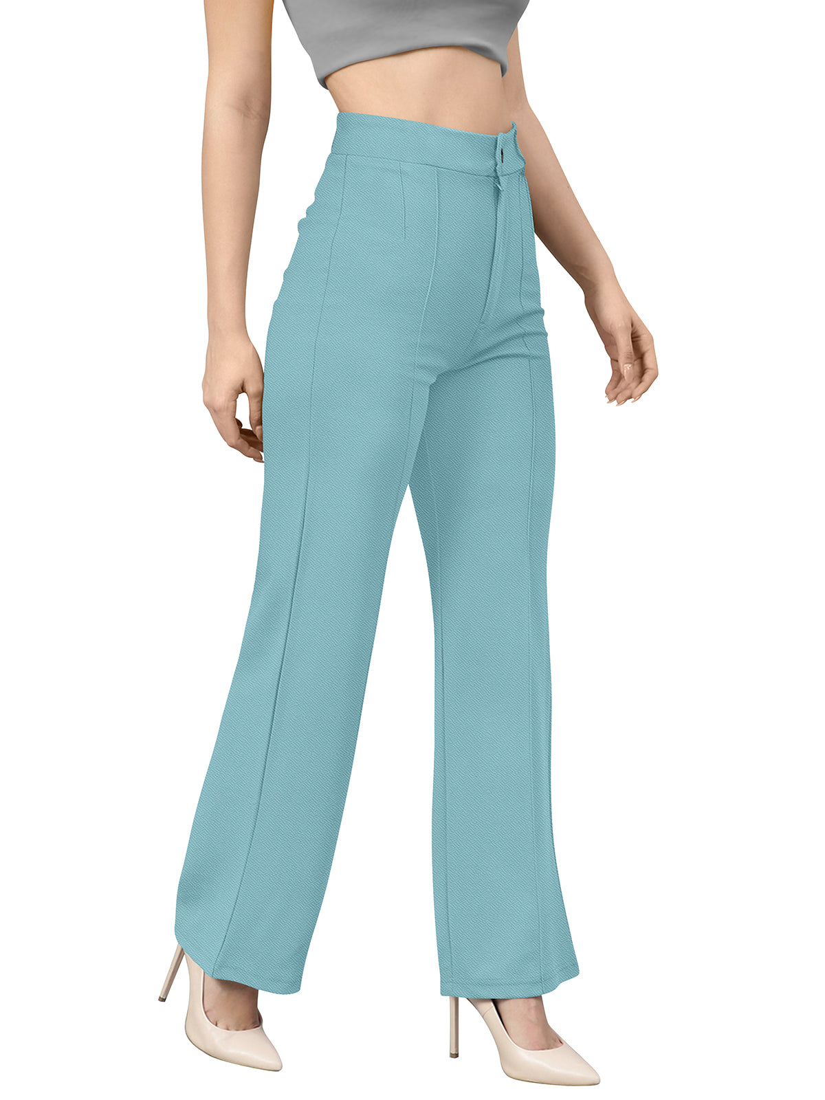 Wester Wear Polyester/ Knitting  Pants - Pista / Light Green Solid
