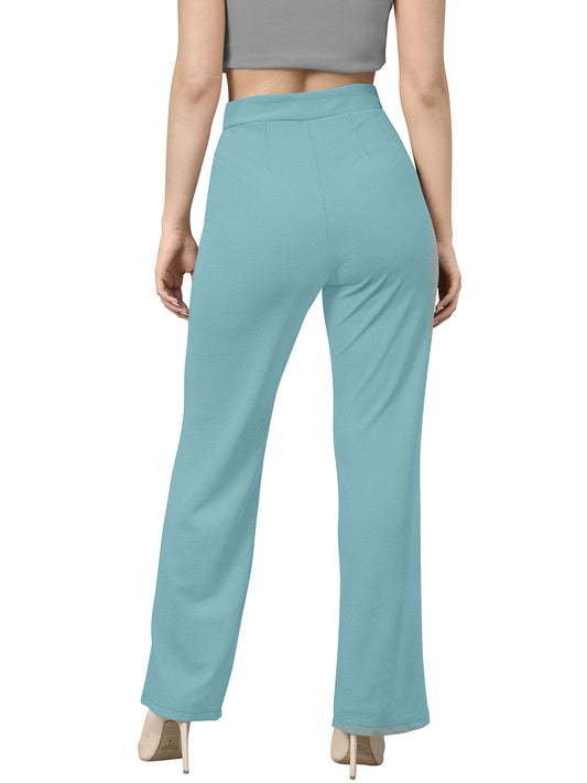 Wester Wear Polyester/ Knitting  Pants - Pista / Light Green Solid
