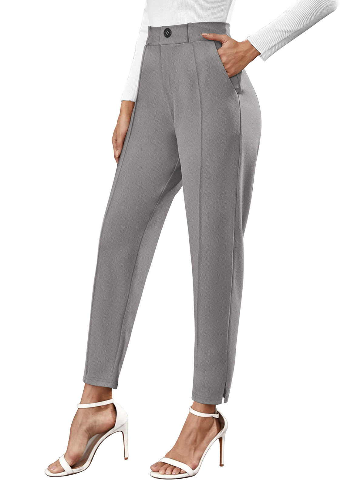Wester Wear Polyester/ Knitting  Pants - Gray Solid