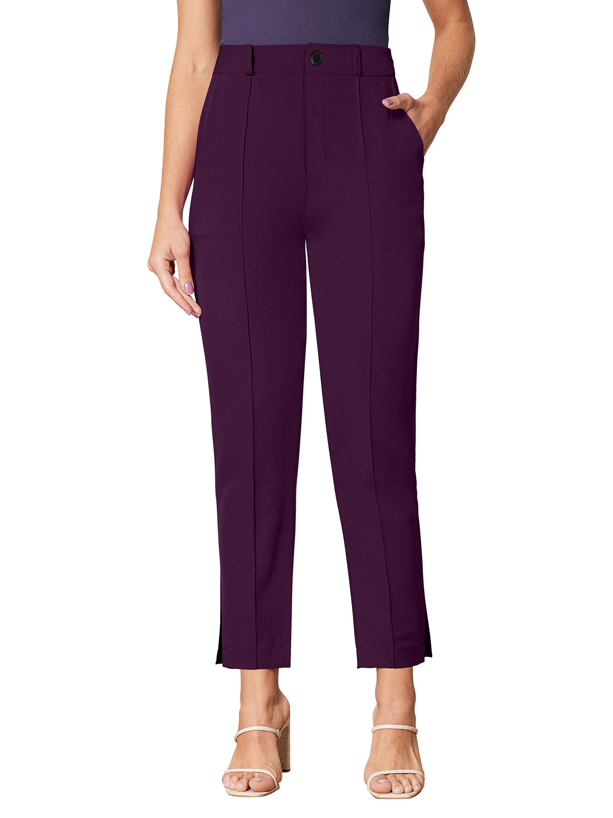 Wester Wear Polyester/ Knitting  Pants - Wine Solid