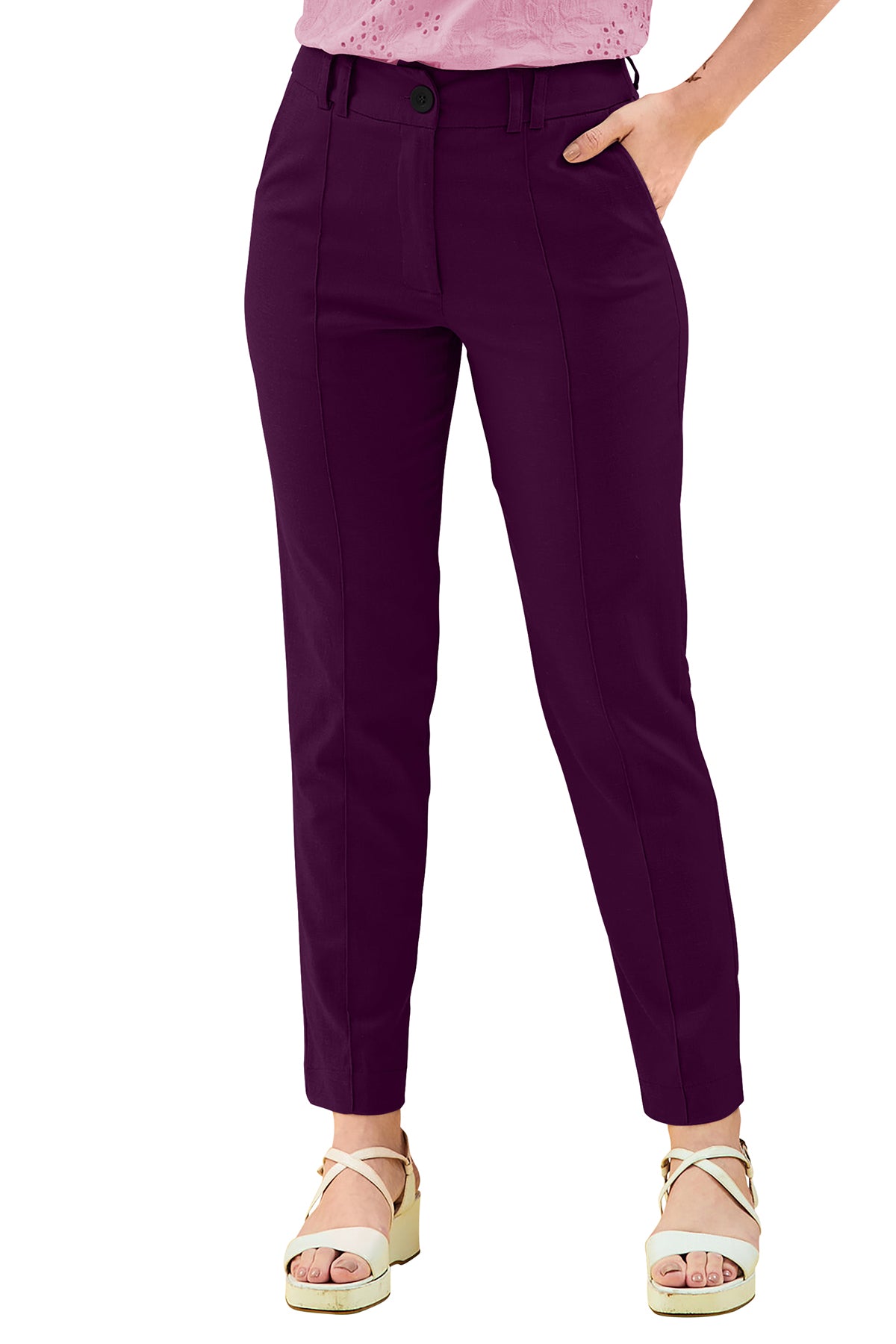 Wester Wear Polyester/ Knitting  Pants - Wine Solid