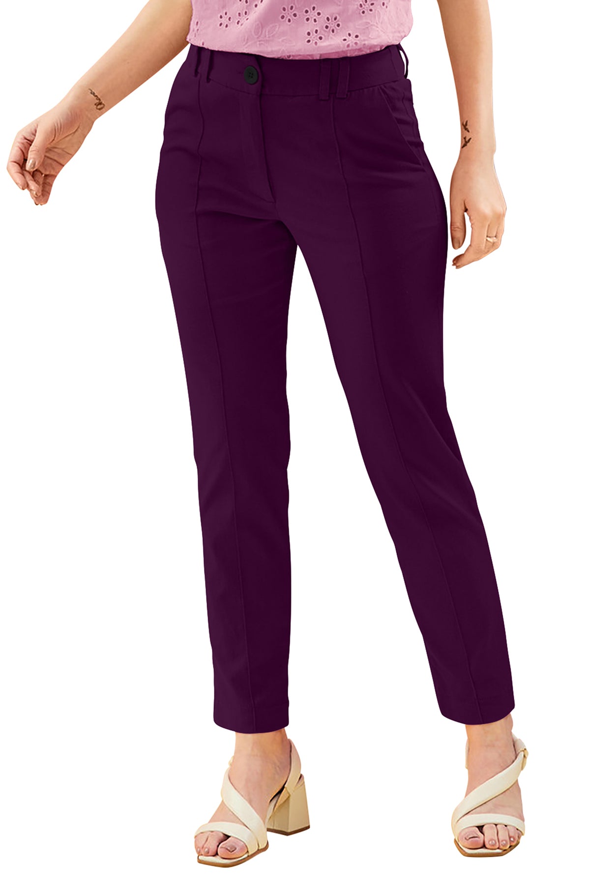 Wester Wear Polyester/ Knitting  Pants - Wine Solid