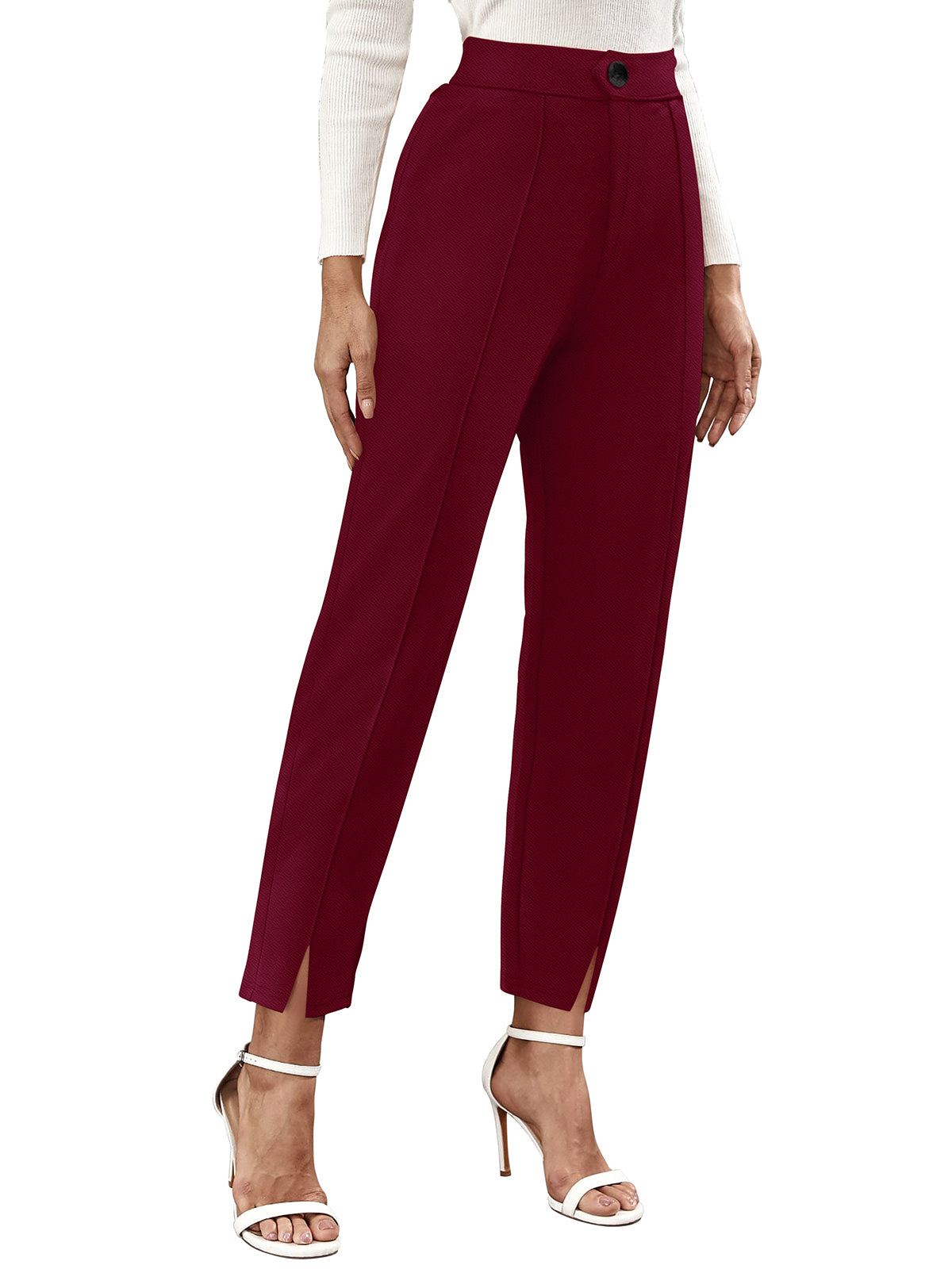 Wester Wear Polyester/ Knitting  Pants - Maroon Solid