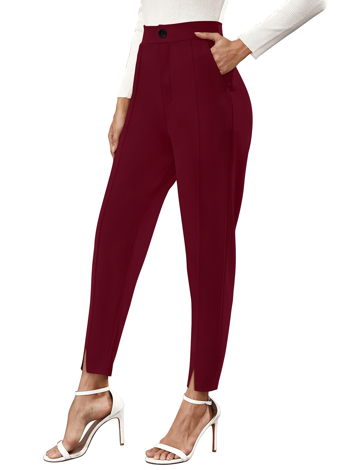 Wester Wear Polyester/ Knitting  Pants - Maroon Solid