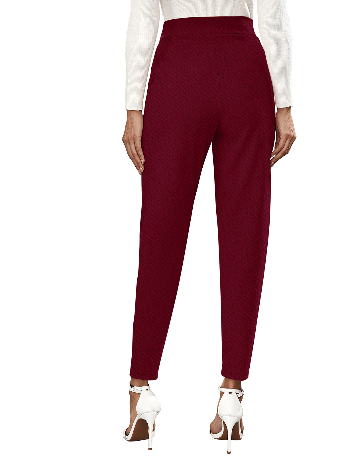 Wester Wear Polyester/ Knitting  Pants - Maroon Solid