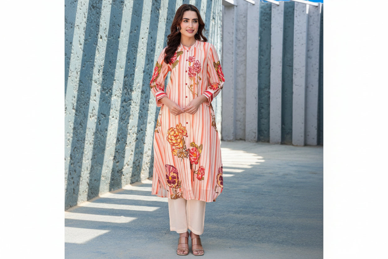 2 piece Straight Kurta sets-Mul Cotton