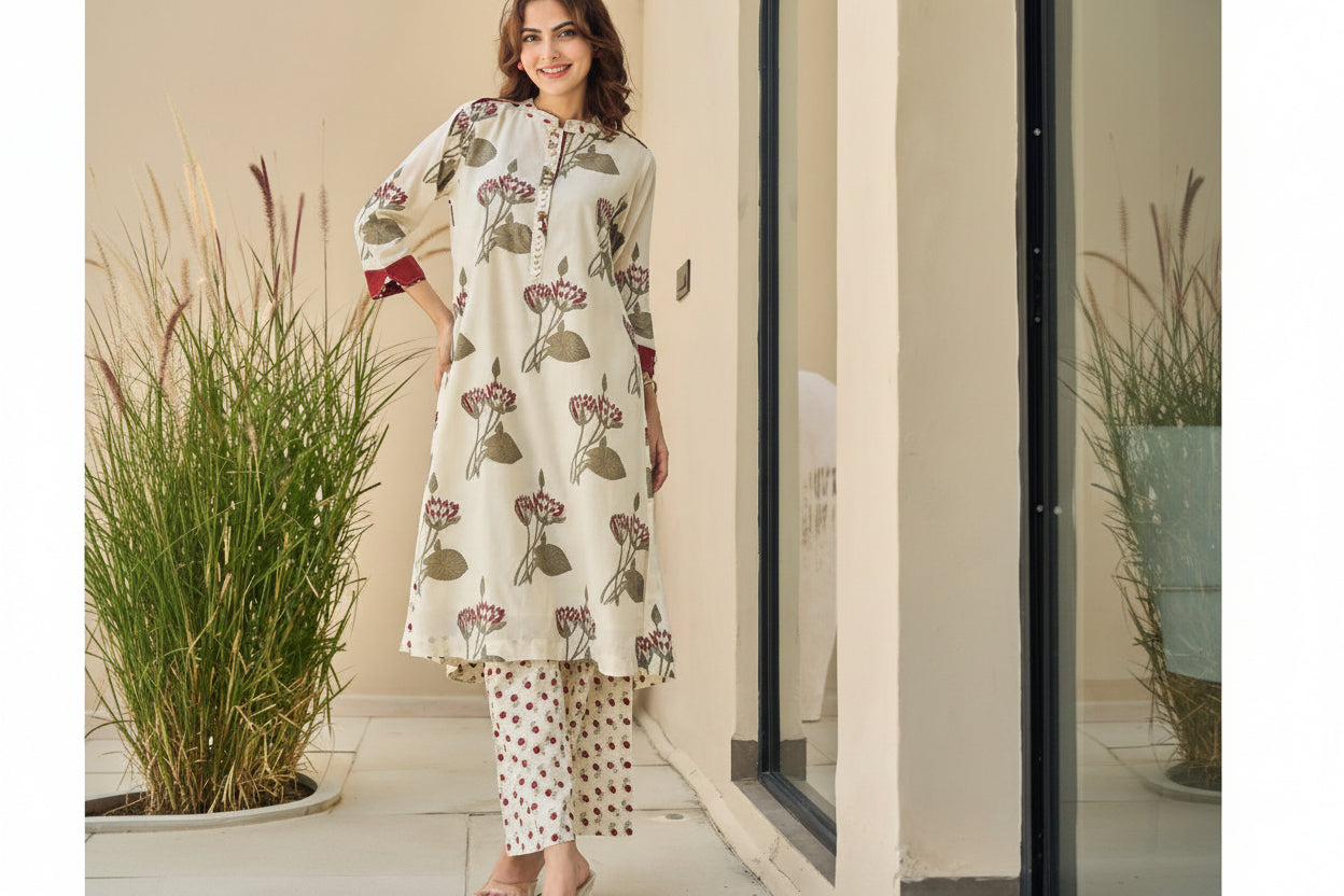 Straight Kurta sets-Mul Cotton