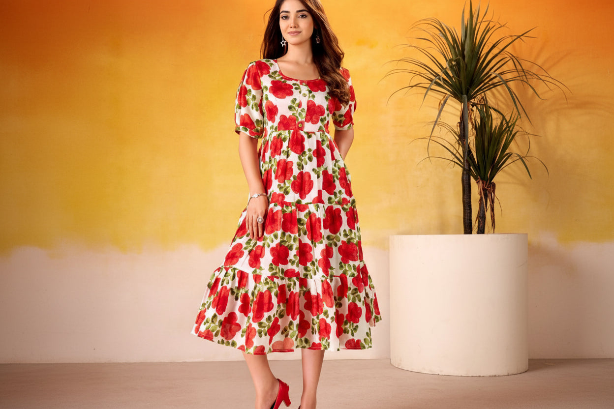 Cotton with this floral maxi collection
