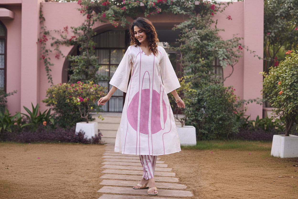 2 piece Straight Kurta sets Mul Cotton