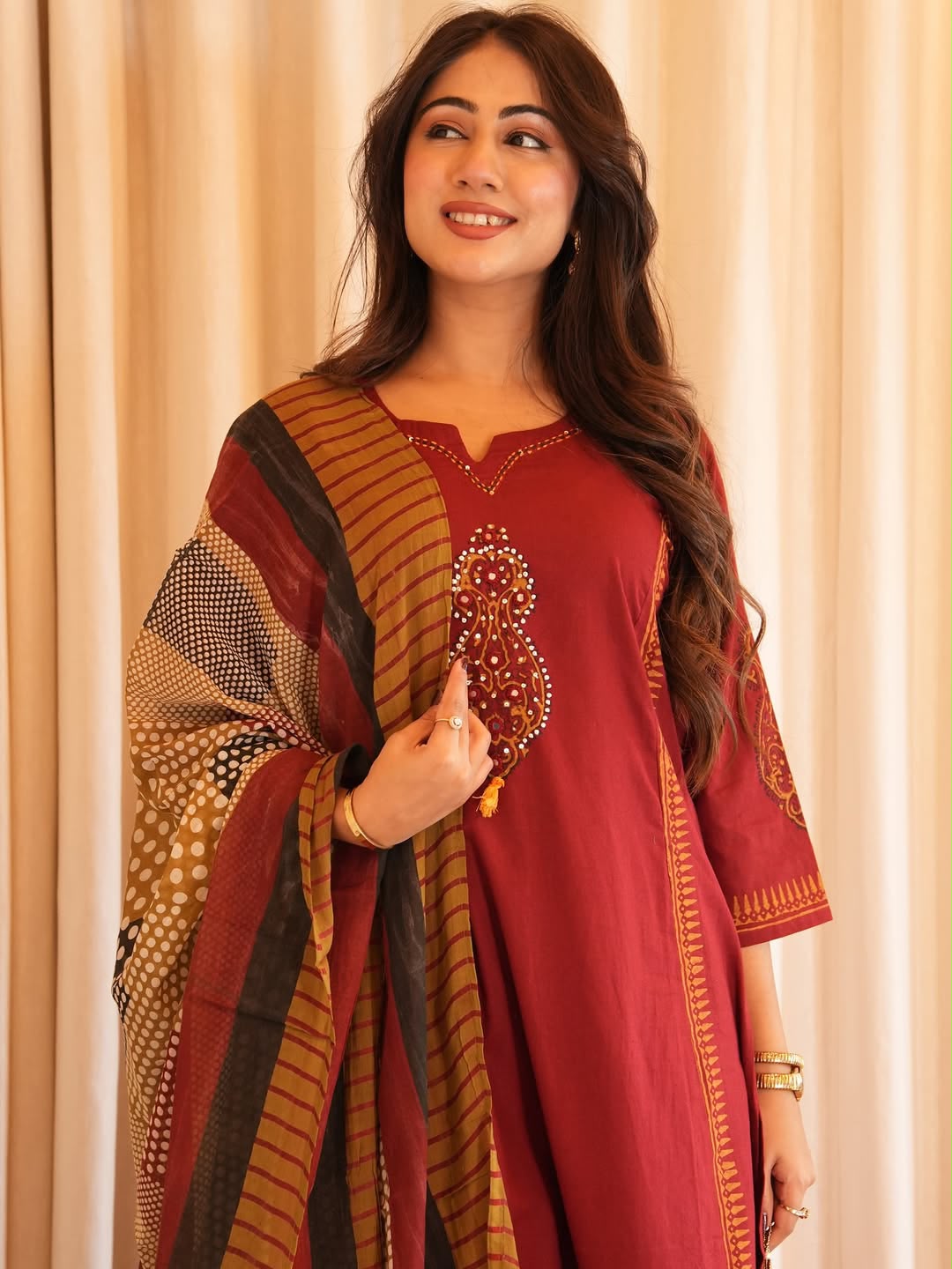 Heavy cotton kurti with simple work