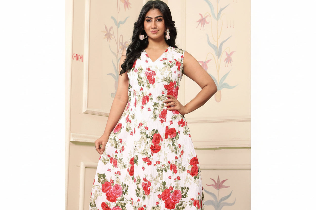Polyster with this floral maxi collection
