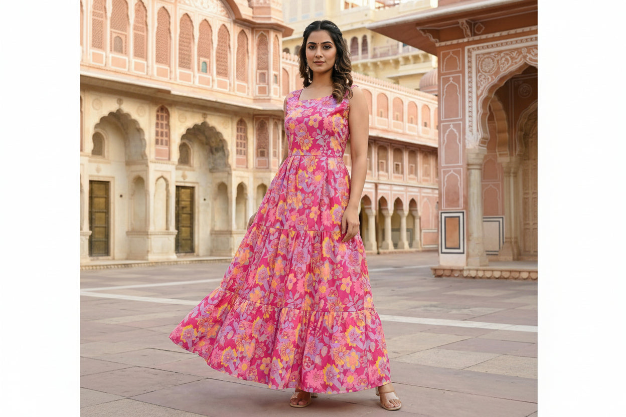 Cotton with this floral maxi collection