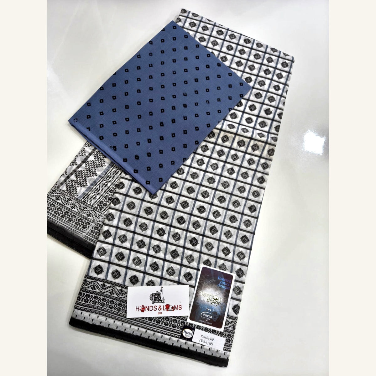 cotton sarees daily wear - Black & White Check