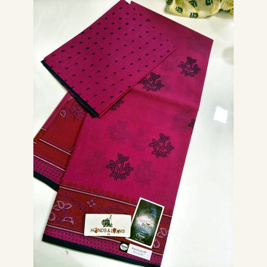 cotton sarees daily wear - Magenta Pink Butta