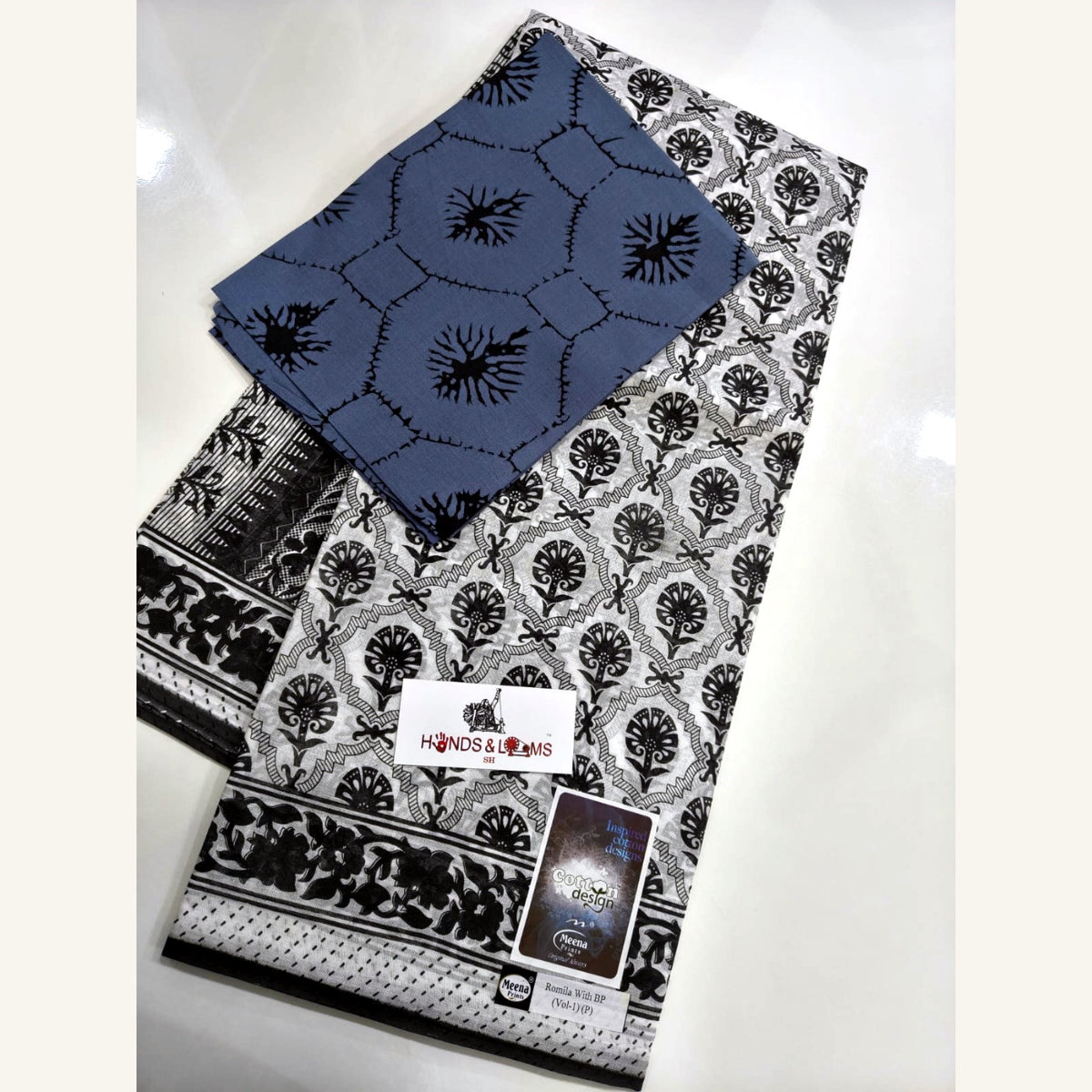 cotton sarees daily wear - Black & White Butta