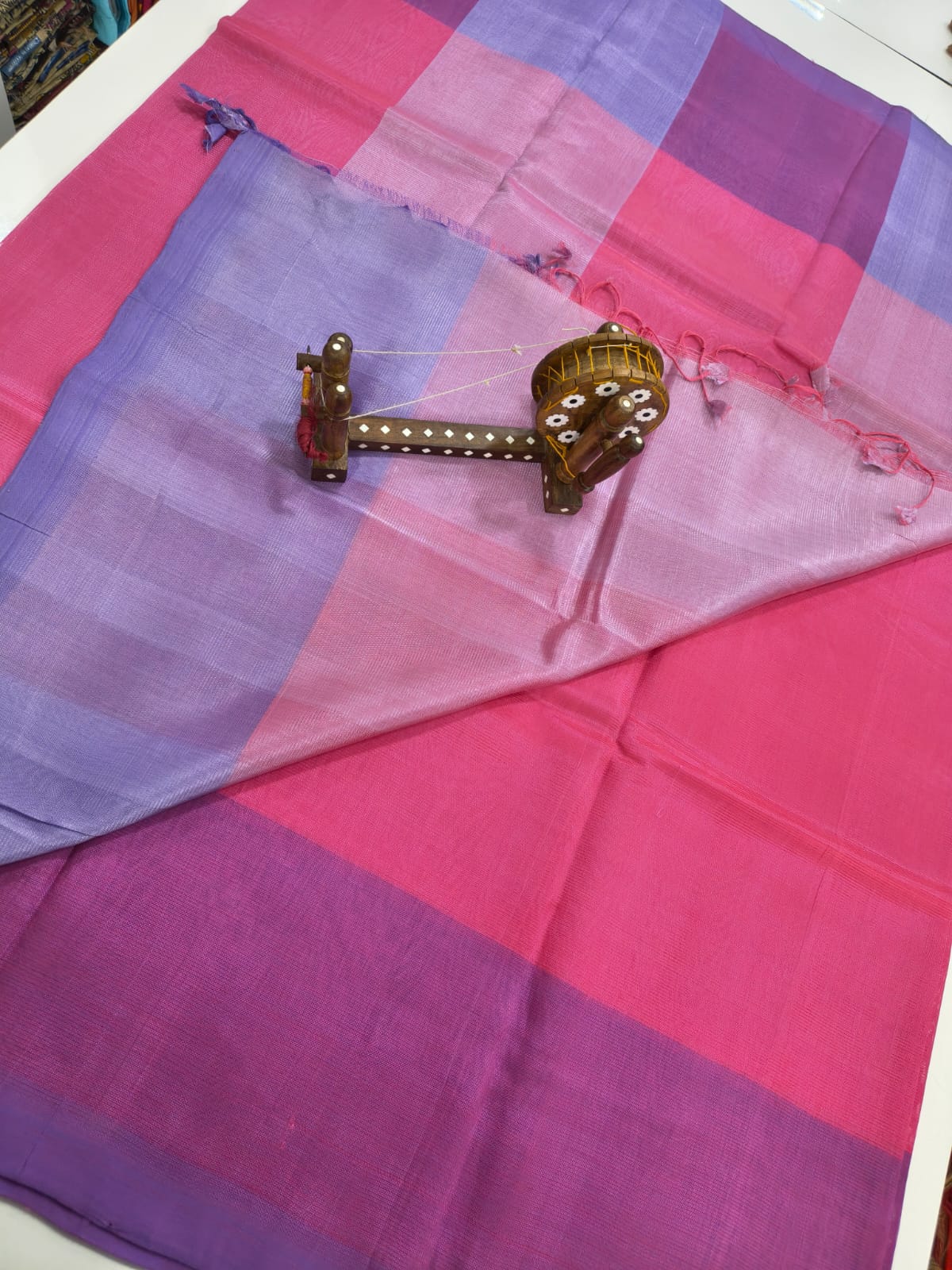 Mangalagiri handloom pattu saree - Pink & Lavender