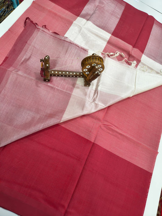 Mangalagiri handloom pattu saree - Maroon & Ivory