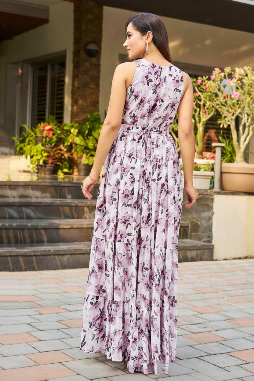 Georgette tiered maxi dress