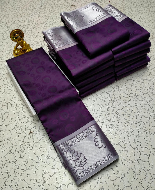 Navratri Day 8 · Purple Karizma Embossed Silk Saree