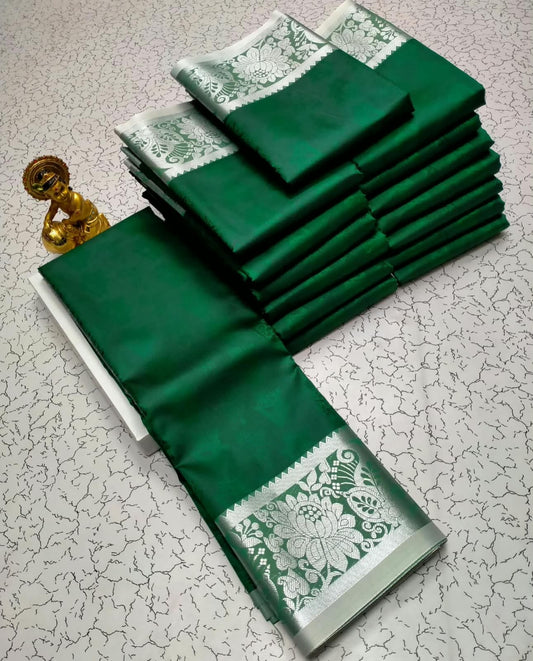 Navratri Day 6 · Green Karizma Embossed Silk Saree