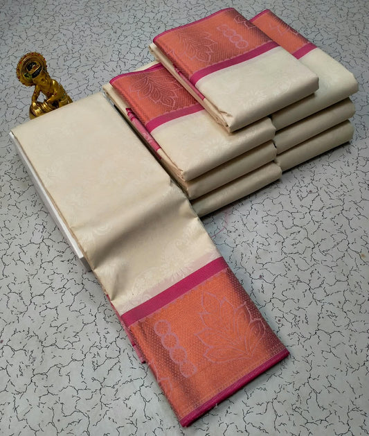 Navratri Day 2 · White (Cream) Karizma Embossed Silk Saree
