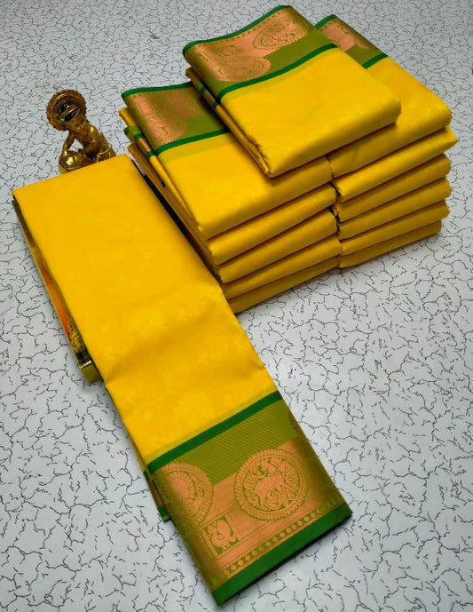 Navratri Day 5 · Yellow Karizma Embossed Silk Saree