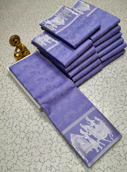 Navratri Day 4 · Royal Blue Karizma Embossed Silk Saree