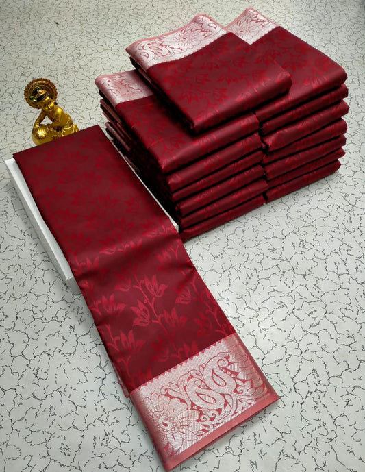 Navratri Day 3 · Red Karizma Embossed Silk Saree