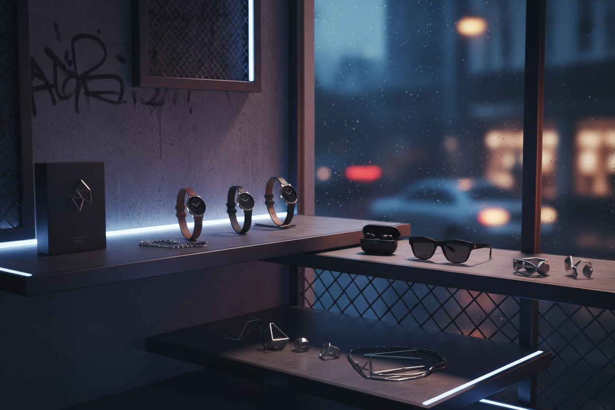 trendy background theme that attracts young people and showing contemporary accessories in low lights